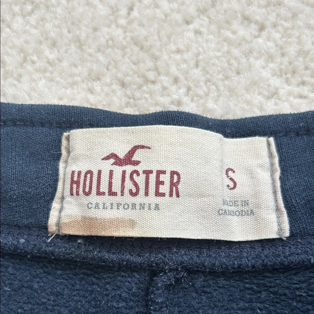 Hollister Dark Blue Straight Leg Joggers with Bright Pink Logo - Picture 2 of 7